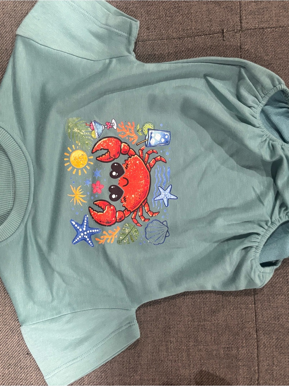 Girl romper Crab beach theme